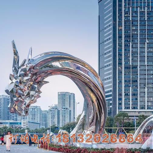 不锈钢抽象龙，城市景观雕塑