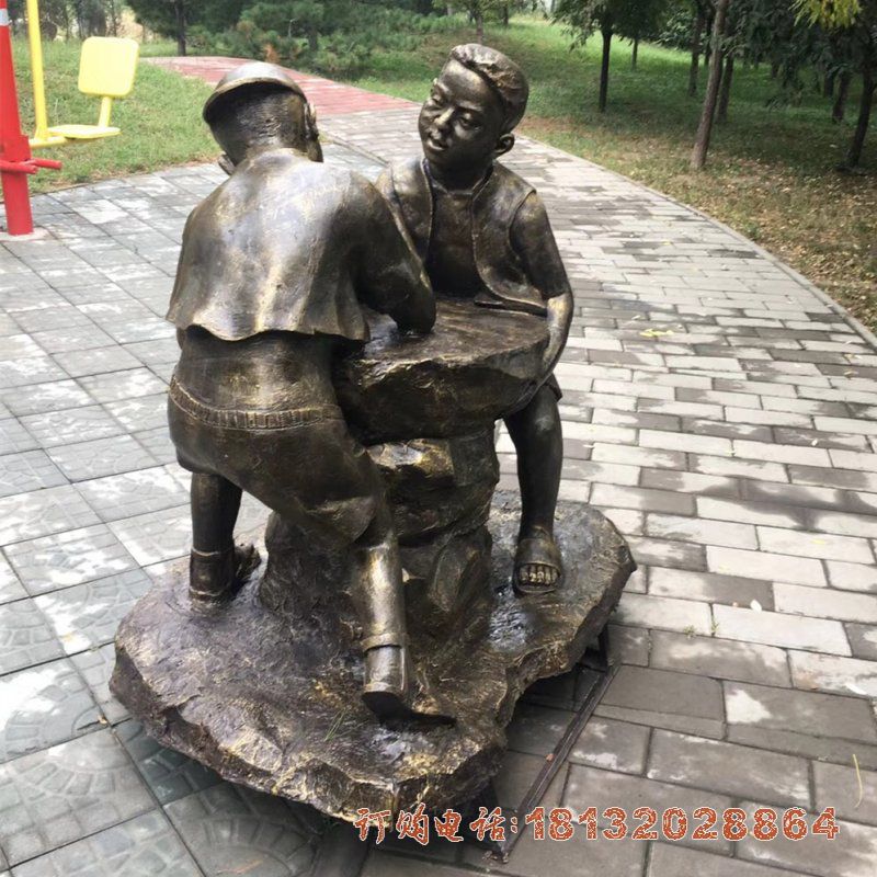 掰腕子的儿童铜雕，公园人物铜雕