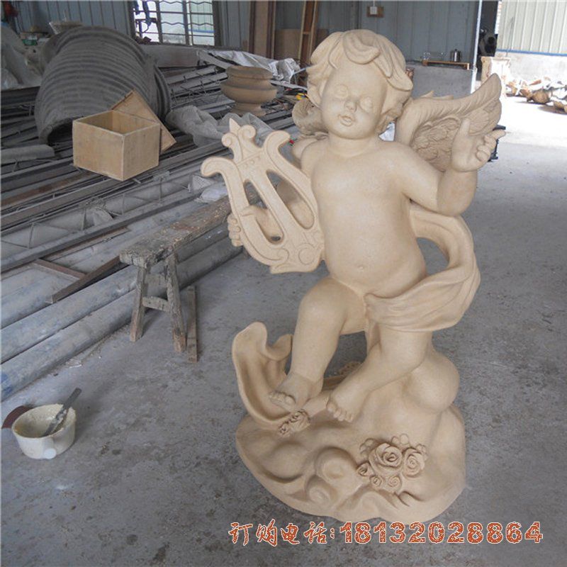 大理石儿童天使  石雕广场人物雕塑 (1)