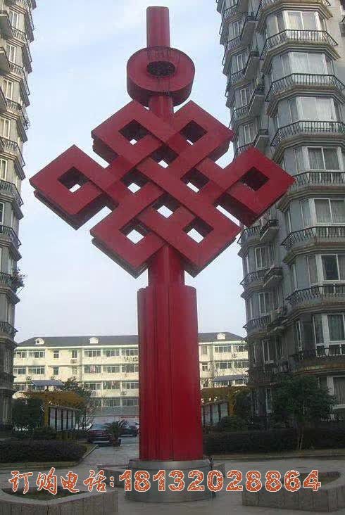 不锈钢抽象中国结雕塑 (2)