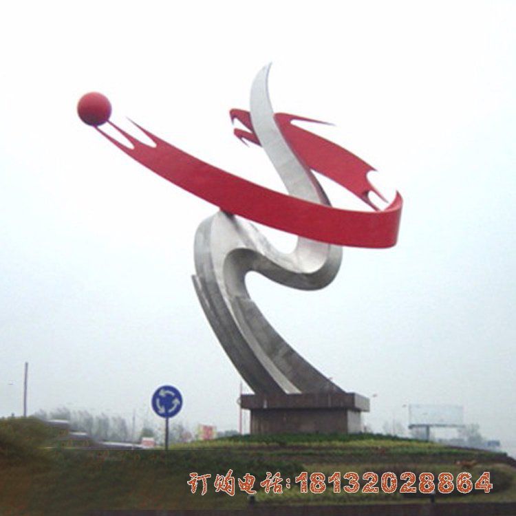 不锈钢抽象龙腾雕塑