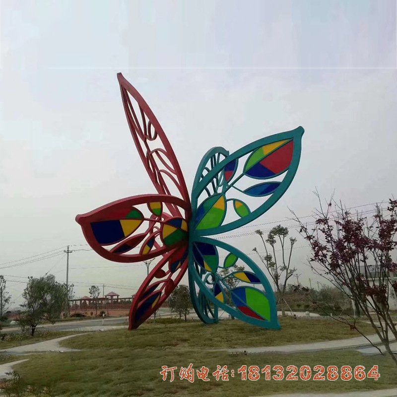 不锈钢树叶组合花朵造型雕塑