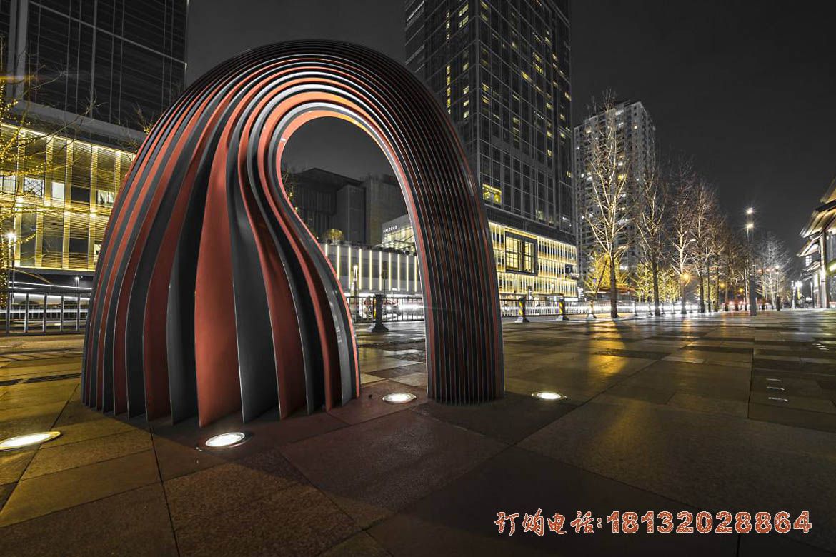 不锈钢抽象拱门雕塑 街边景观雕塑