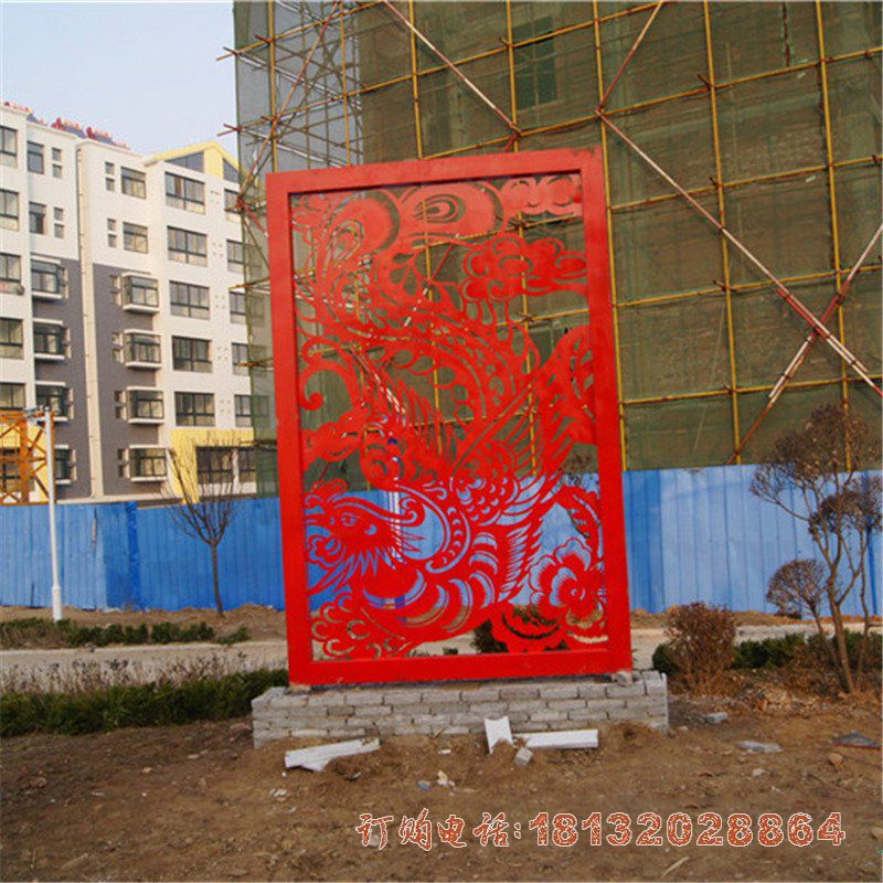 不锈钢抽象镂空凤凰剪影雕塑