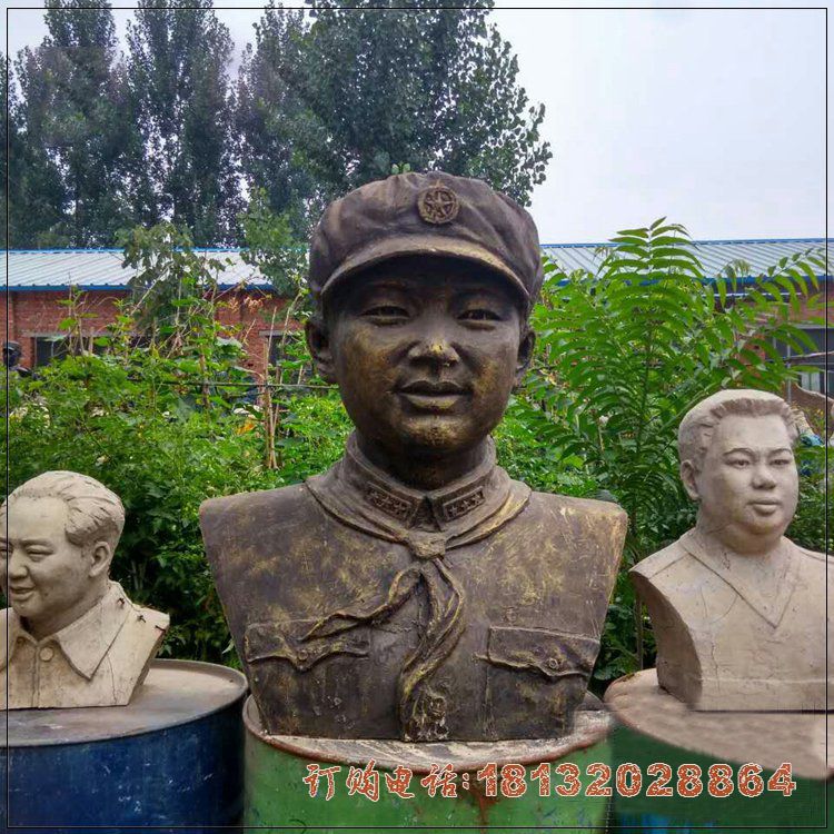 戴红领巾的雷锋胸像铜雕，近代名人铜雕