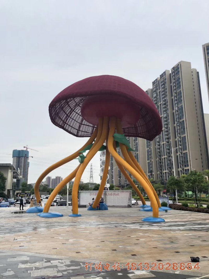 大型不锈钢水母遮阳棚雕塑 (2)