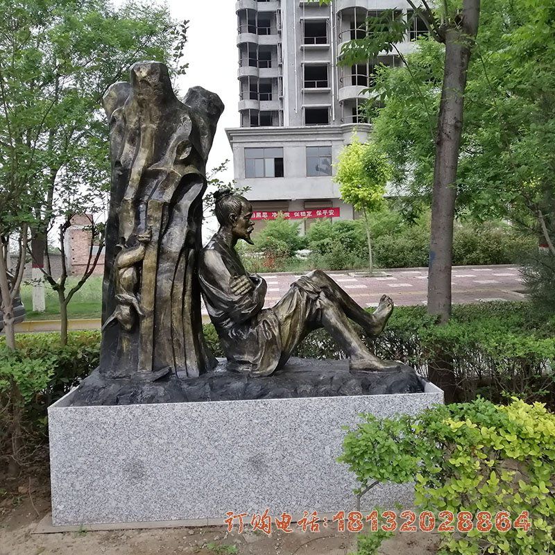 守株待兔典故铜雕