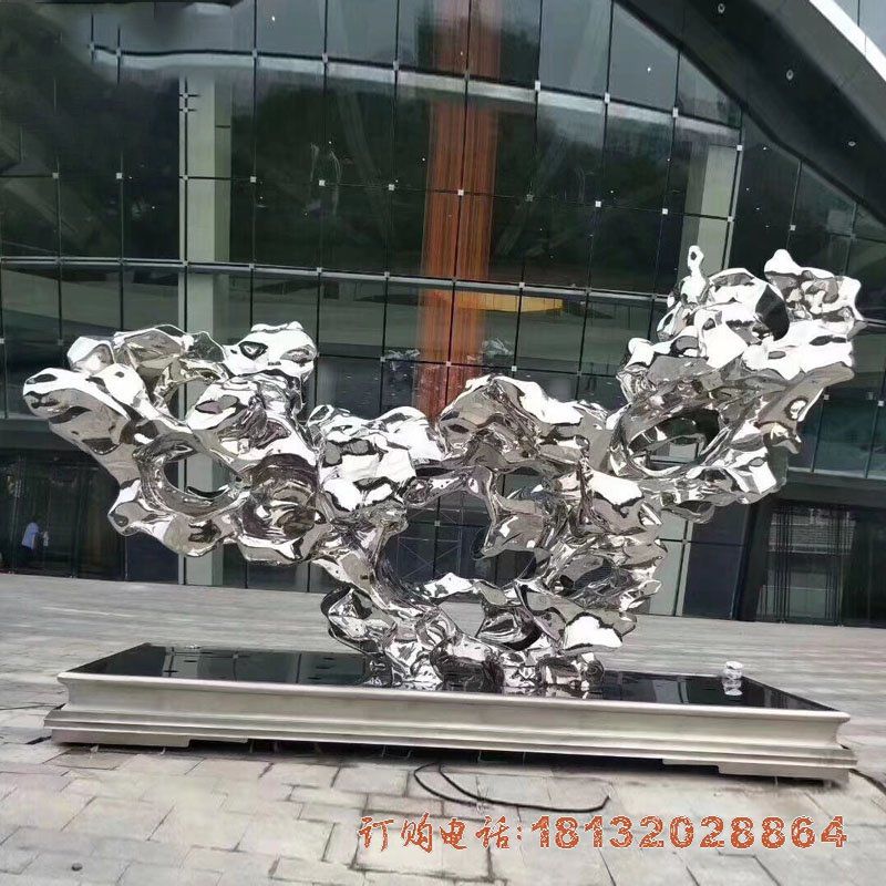 不锈钢抽象太湖石雕塑