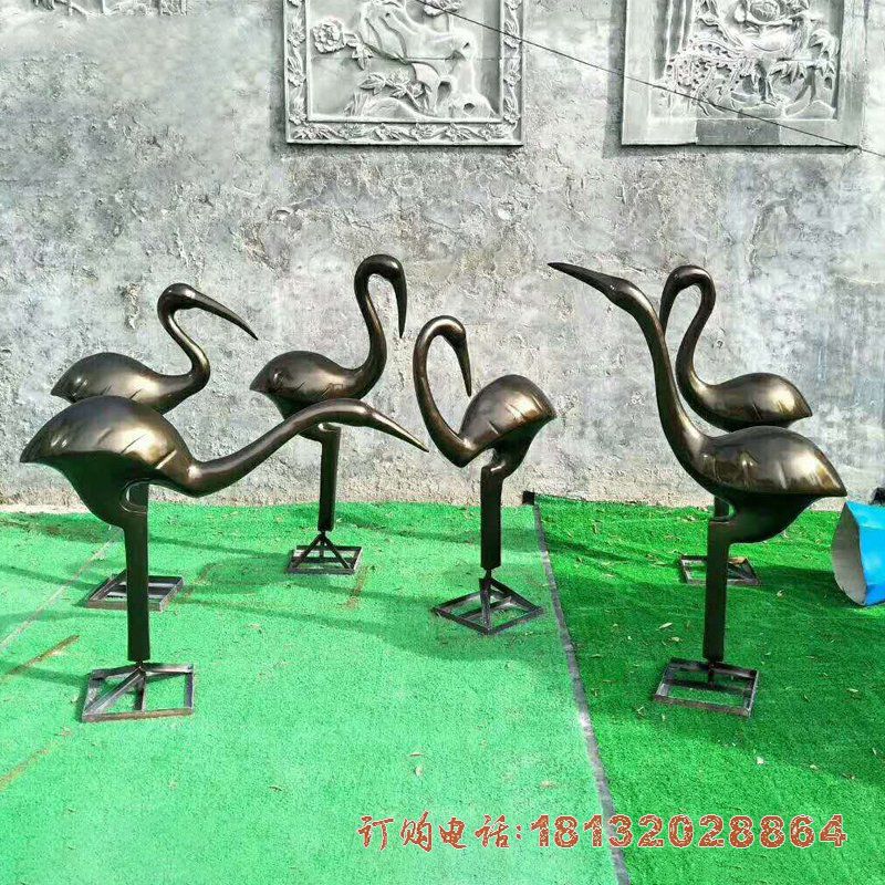 草坪抽象仙鹤铜雕 (3)