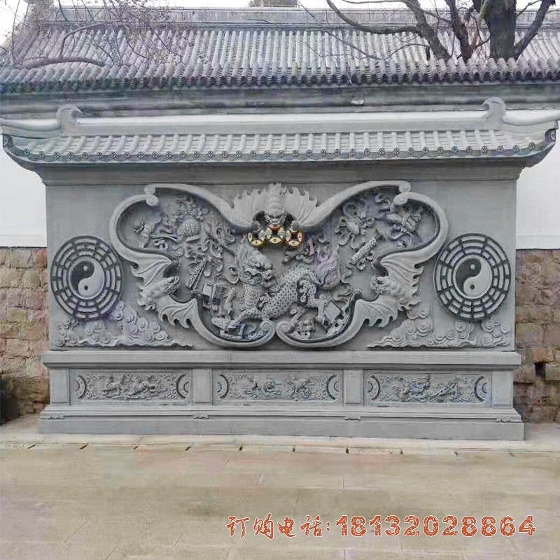 厂家专业制作石雕盈门墙 各种石材质浮雕影壁 家用石雕壁画9734