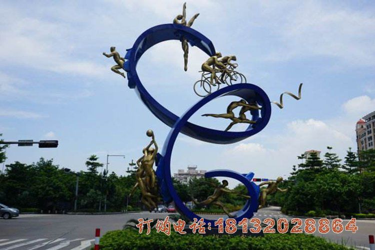 抽象异形运动不锈钢人物雕塑