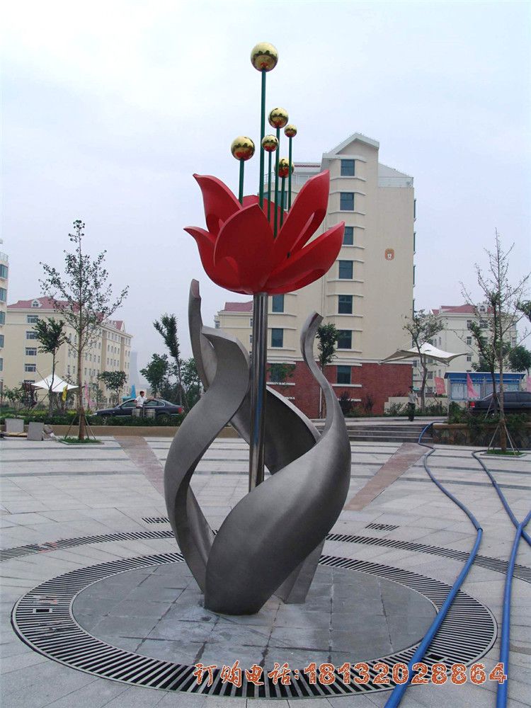 小区广场不锈钢绽放雕塑