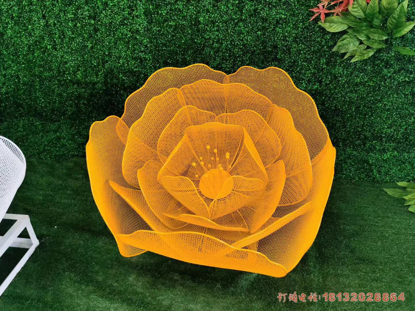 彩色镂空不锈钢花朵雕塑 (3)