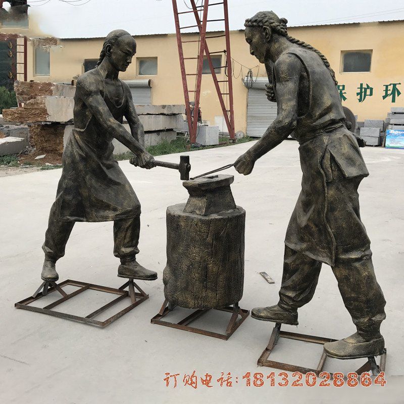打铁匠民俗铜雕