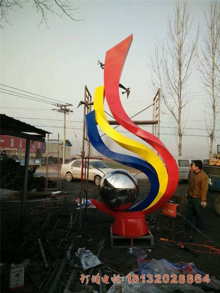 不锈钢彩色抽象凤凰 广场景观雕塑