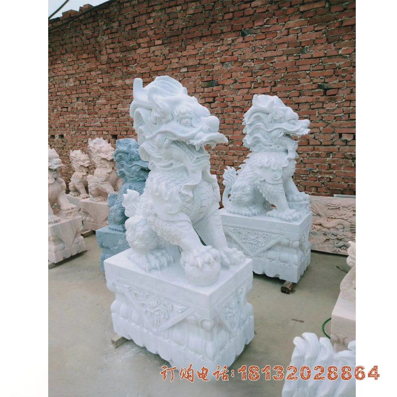 汉白玉神兽麒麟雕塑
