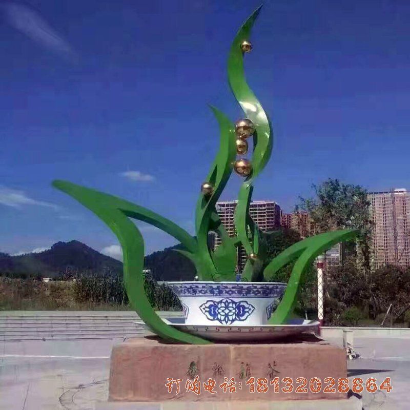 不锈钢韵茶抽象雕塑
