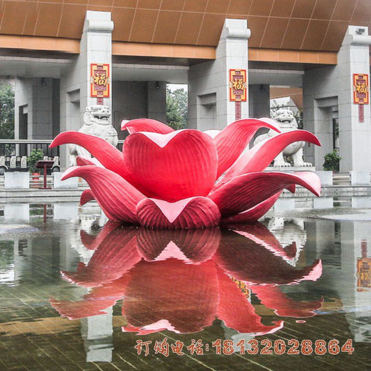 彩色不锈钢莲花雕塑，小区门口景观雕塑