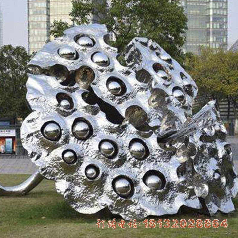 景区不锈钢莲蓬造型雕塑