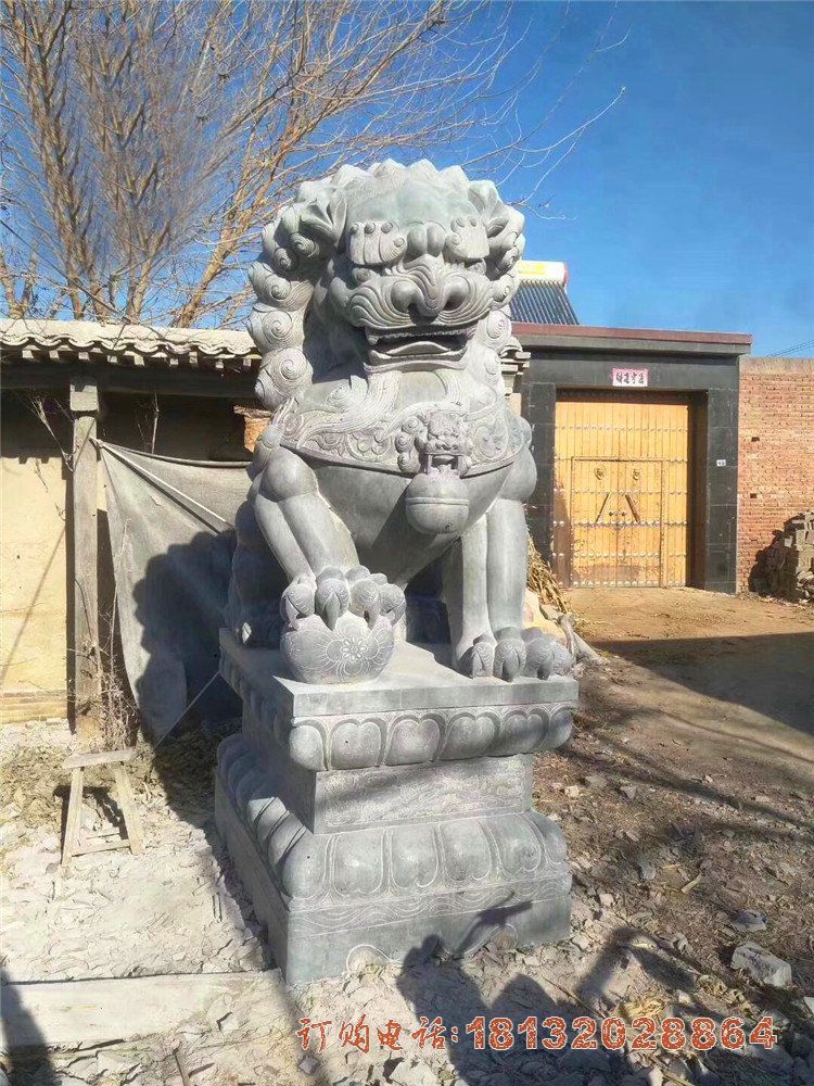 大理石踩球北京狮，门口看门石狮子