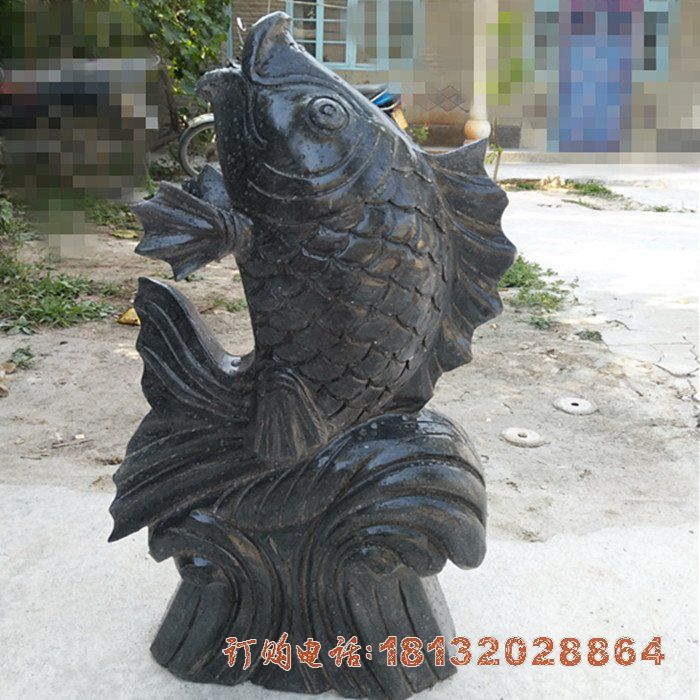 大理石鲤鱼喷泉雕塑 (1)