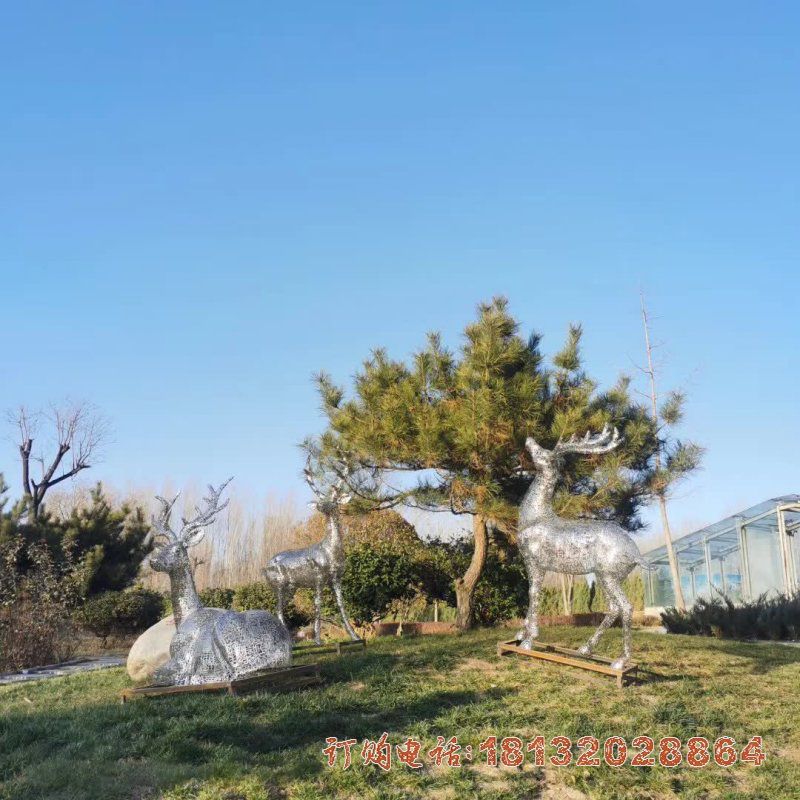 公园镂空鹿不锈钢雕塑 (5)