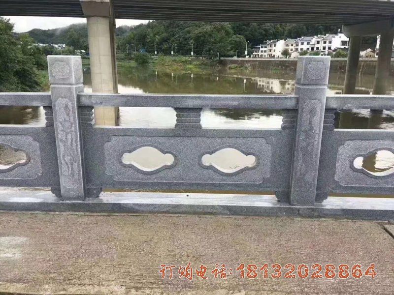 大理石镂空花朵栏板，桥梁栏板石雕 (2)