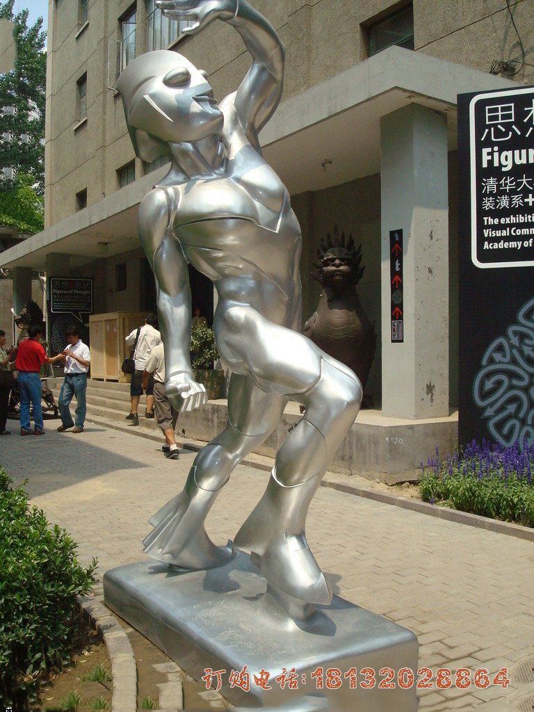 不锈钢奥特曼雕塑 街边景观雕塑
