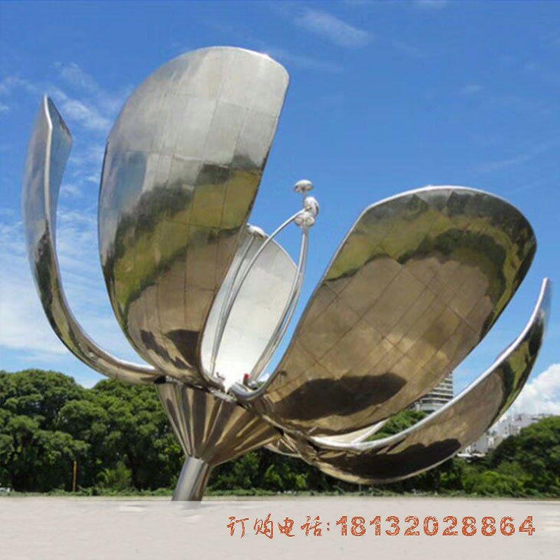 城市不锈钢大型镜面花朵雕塑