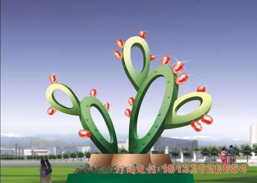 不锈钢抽象仙人掌，广场景观雕塑