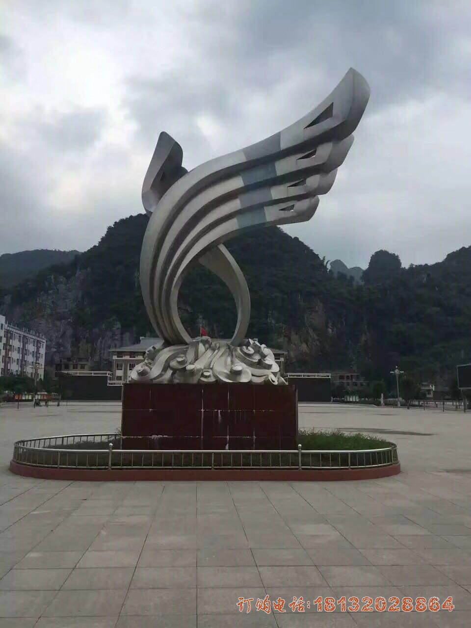 不锈钢抽象翅膀雕塑 广场景观雕塑 (2)