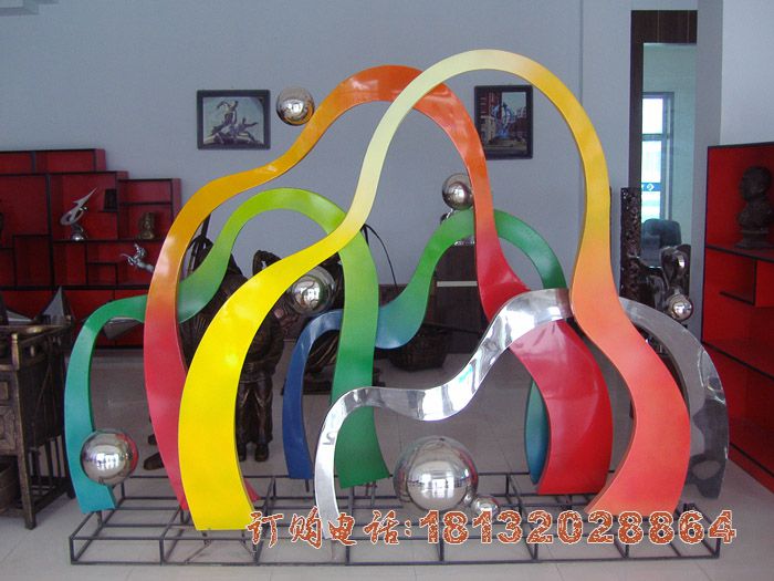 不锈钢抽象假山，公园景观雕塑