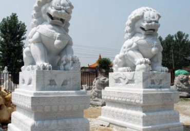 甘肃某企业门口汉白玉北京狮石雕项目