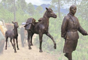 贵州某景区茶马古道人物铜雕案例