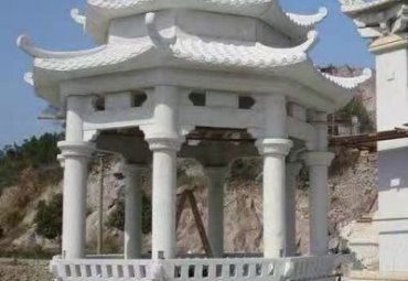 陕西某景区汉白玉双层凉亭石雕案例