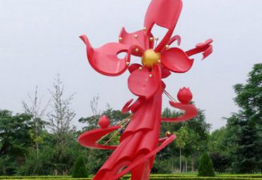 山东某公园不锈钢石榴花雕塑案例